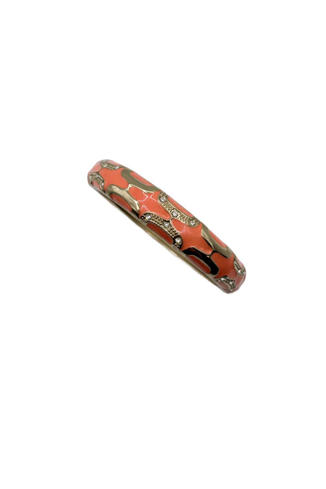 Coral Enamel Bangle Bracelet