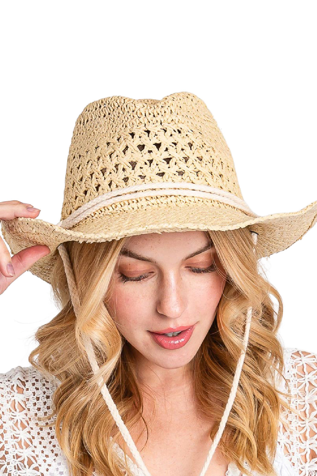 Straw Corded Cowboy Hat