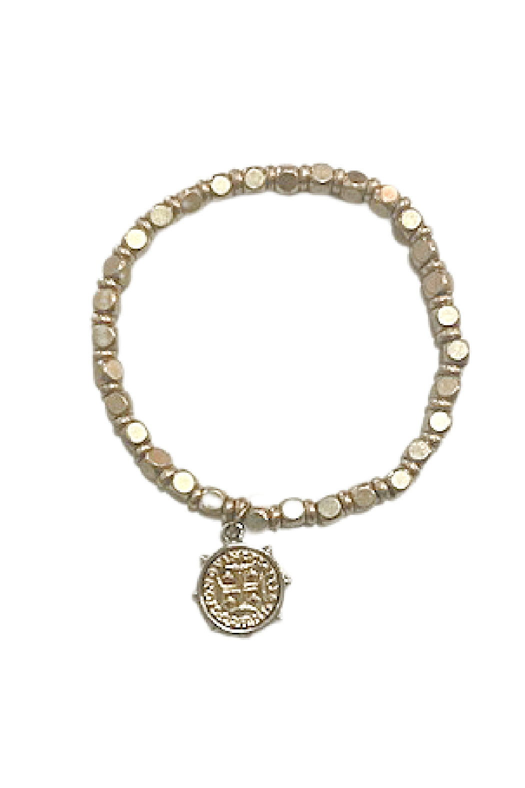 Gold Cross Coin Stretch Bracelet