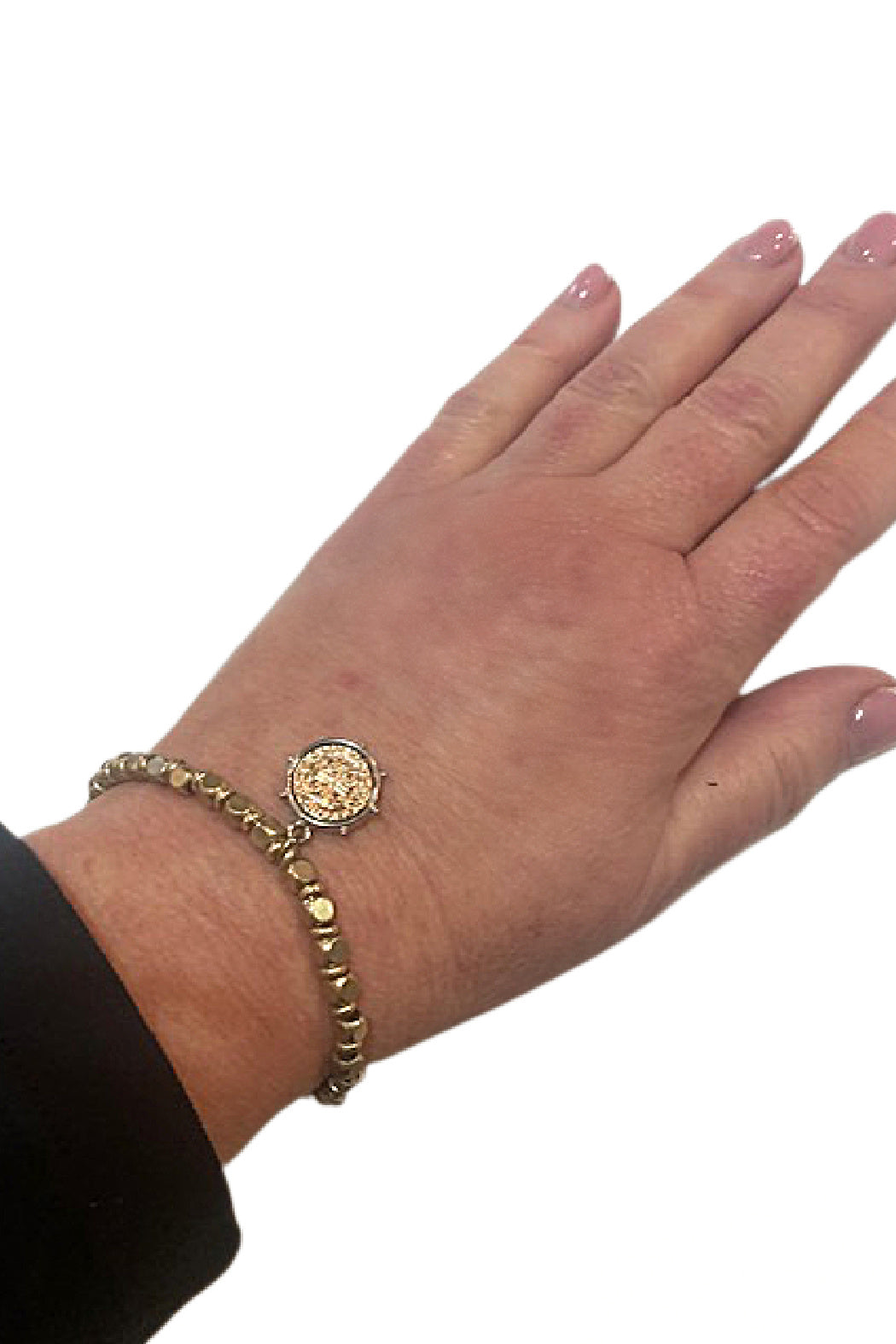 Gold Cross Coin Stretch Bracelet