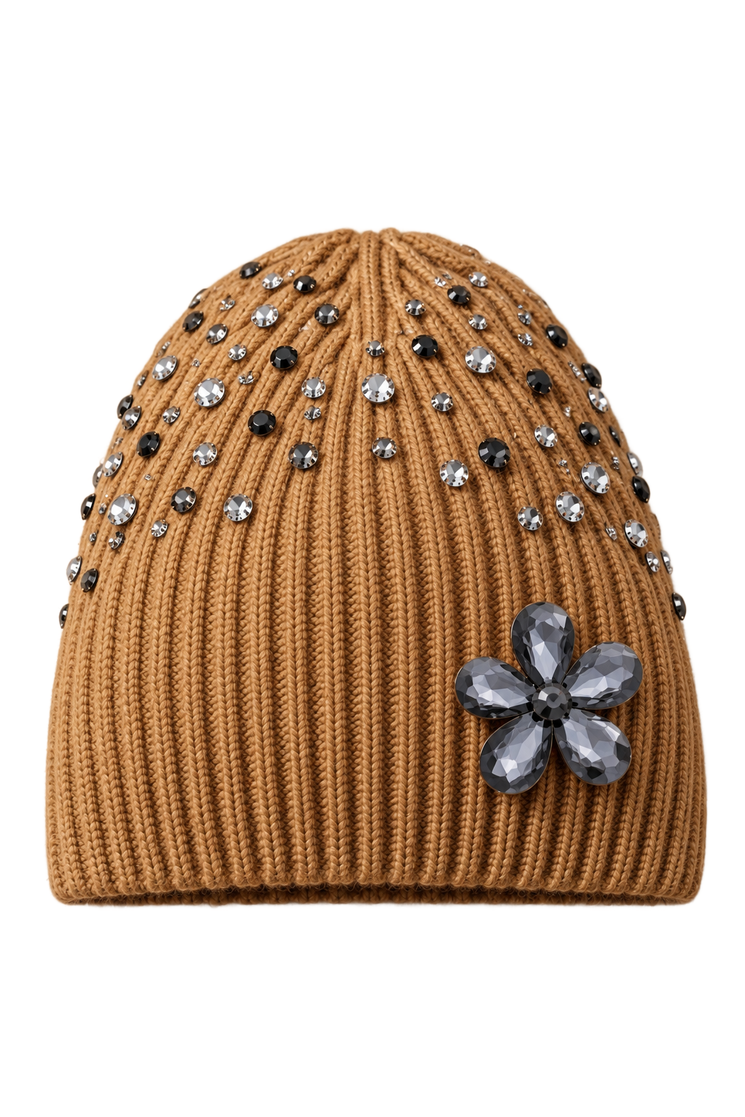 Removable Crystal Flower Beanie