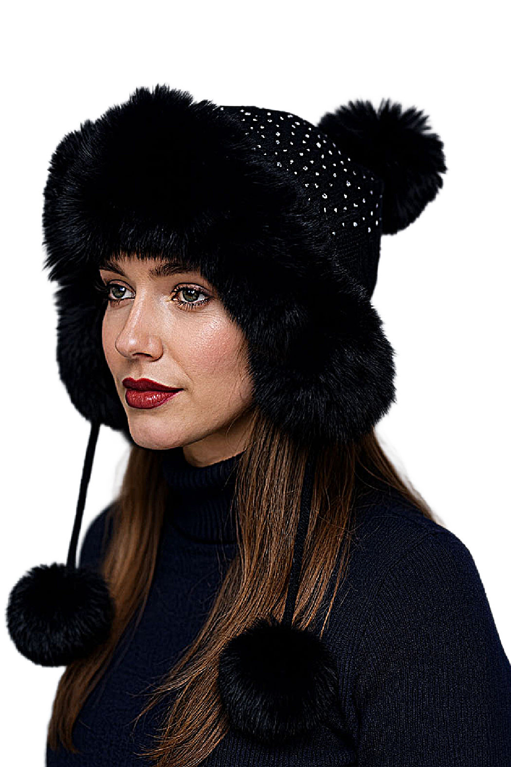 Crystal Faux Fur Trapper Hat