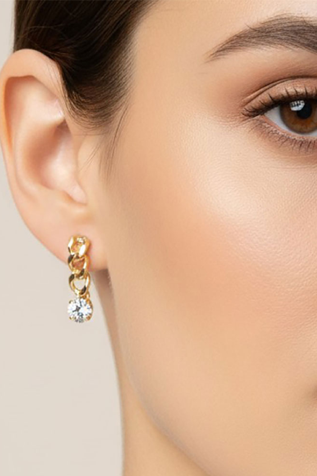 Cuban Chain Solitaire Earrings