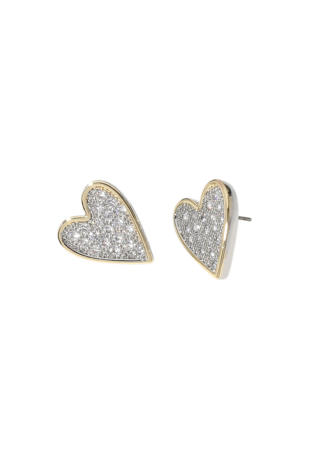 2 Tone Gold Plated CZ Heart Earrings