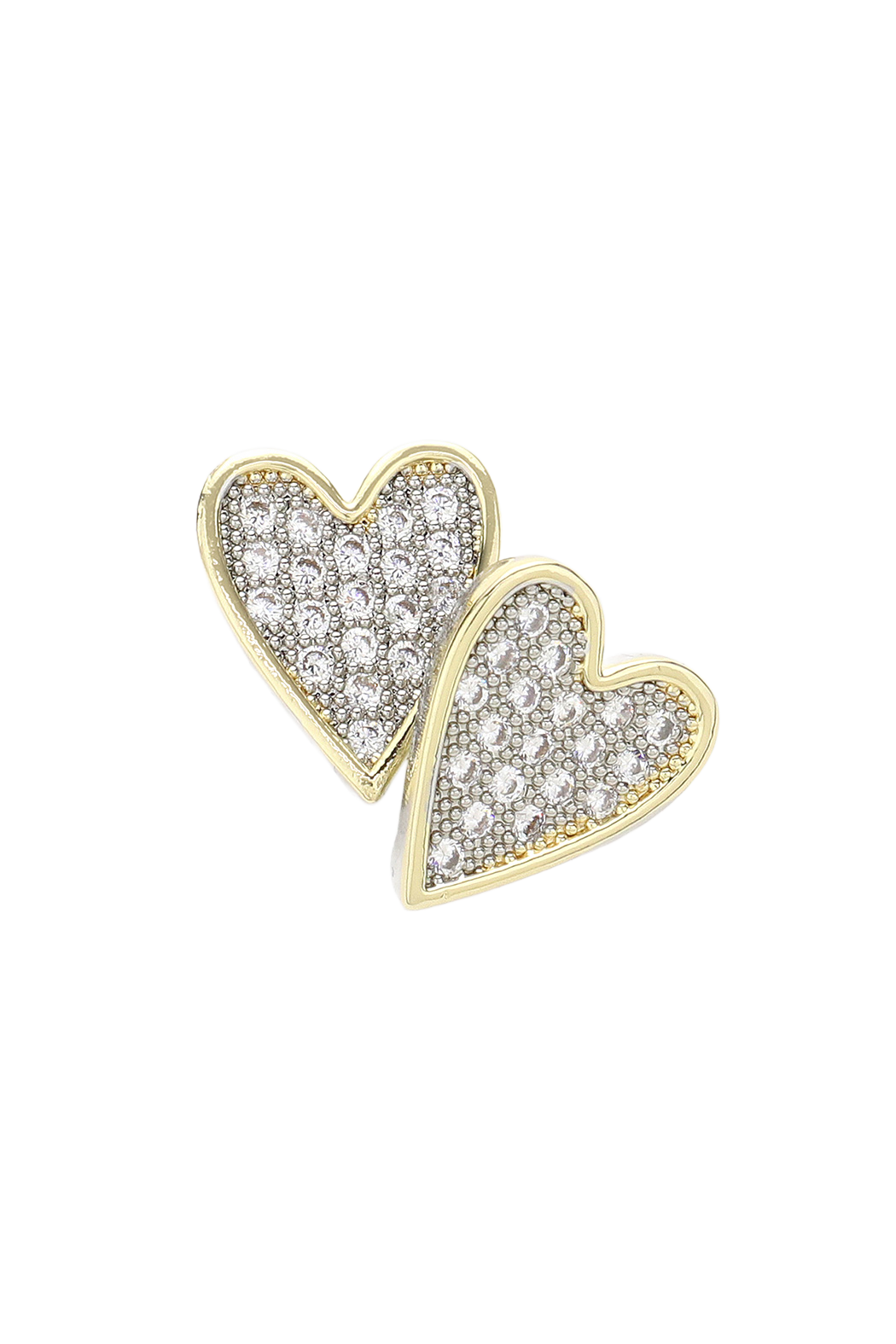 2 Tone Gold Plated CZ Heart Earrings