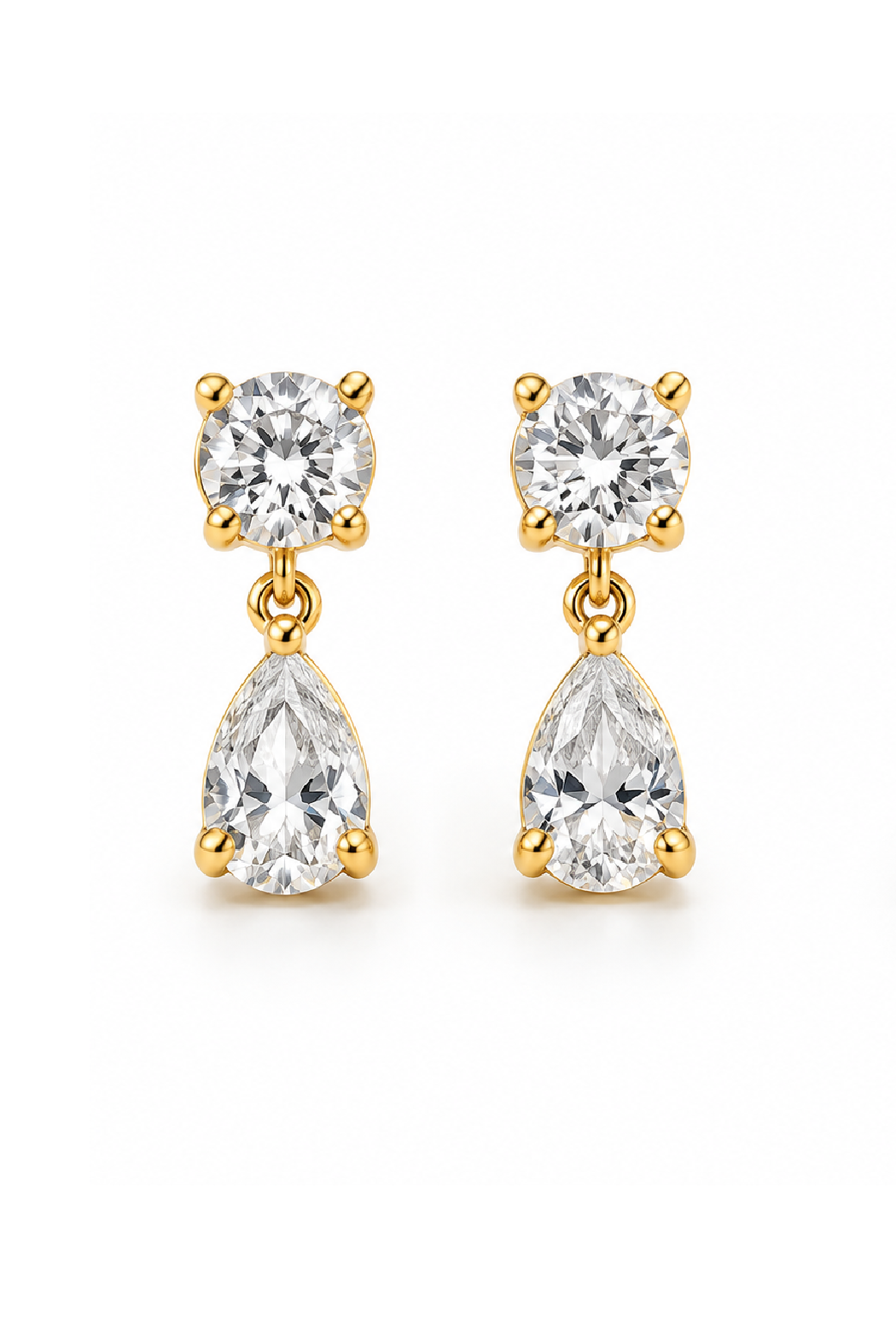 Gold Plated Tear Drop Cz Earrings