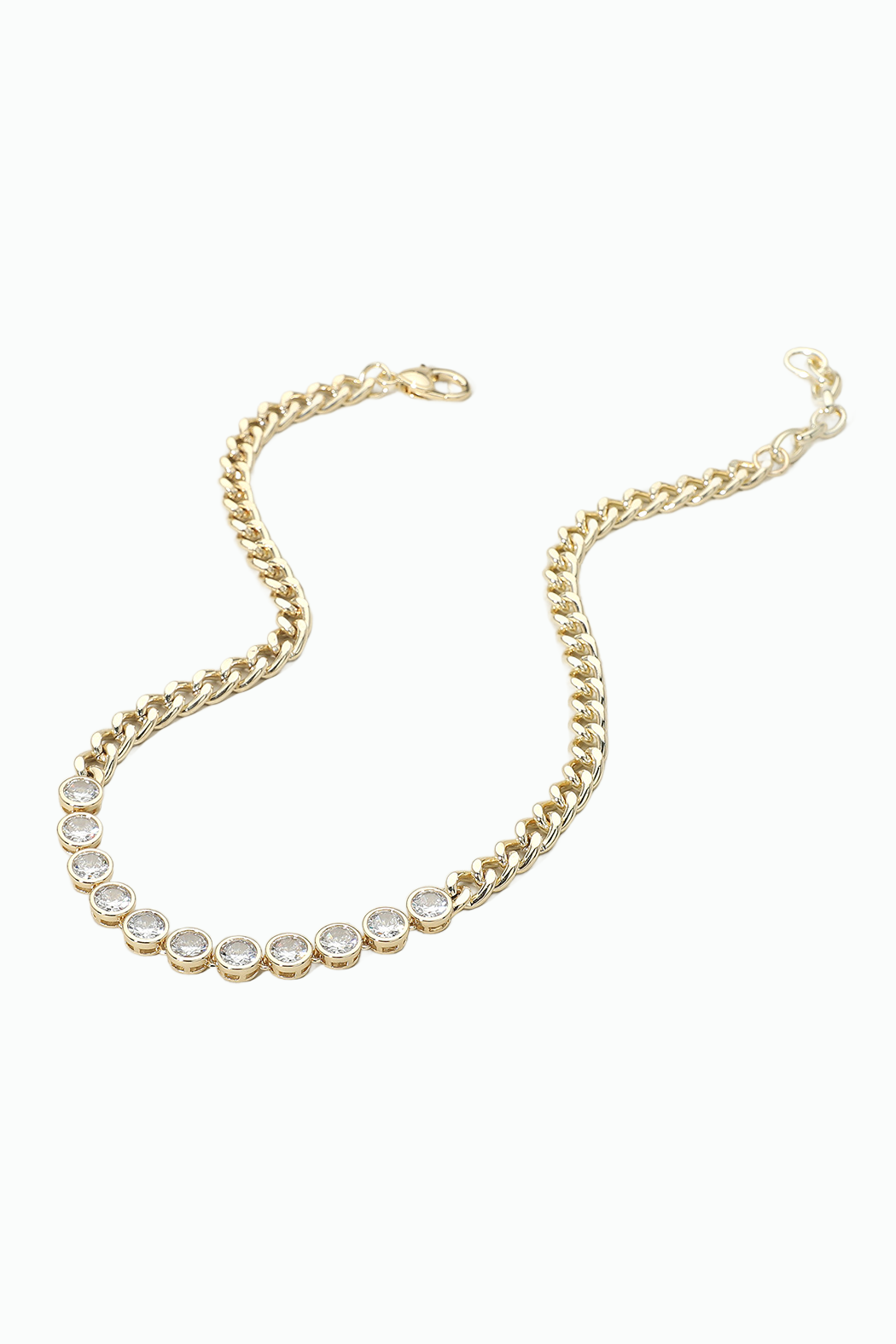 Gold Plated Cubic Zirconia Cuban Chain Necklace