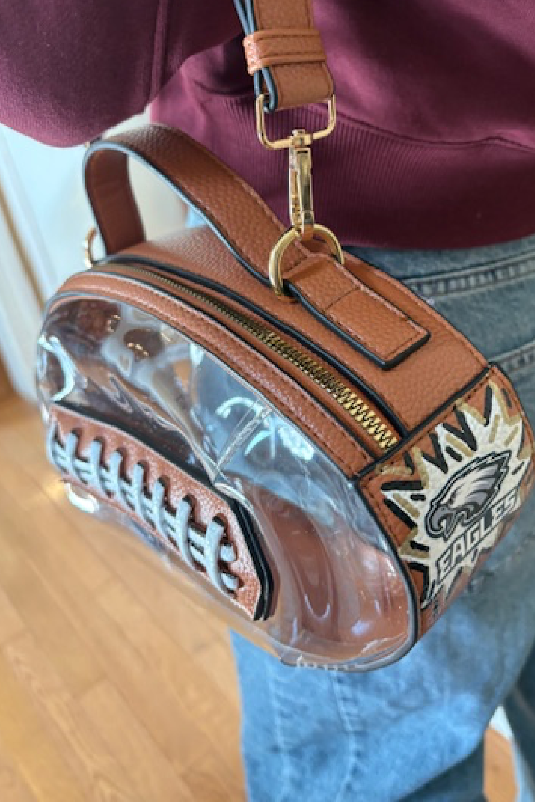 Hand Painted Transparent Philadelphia Eagles Crossbody Bag