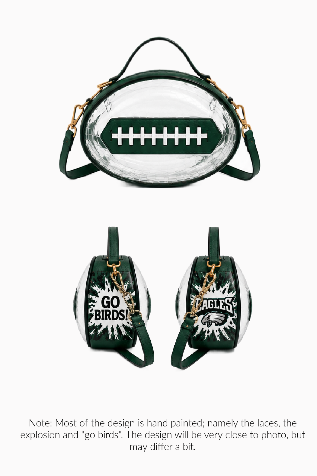 Hand Painted Transparent Philadelphia Eagles Crossbody Bag