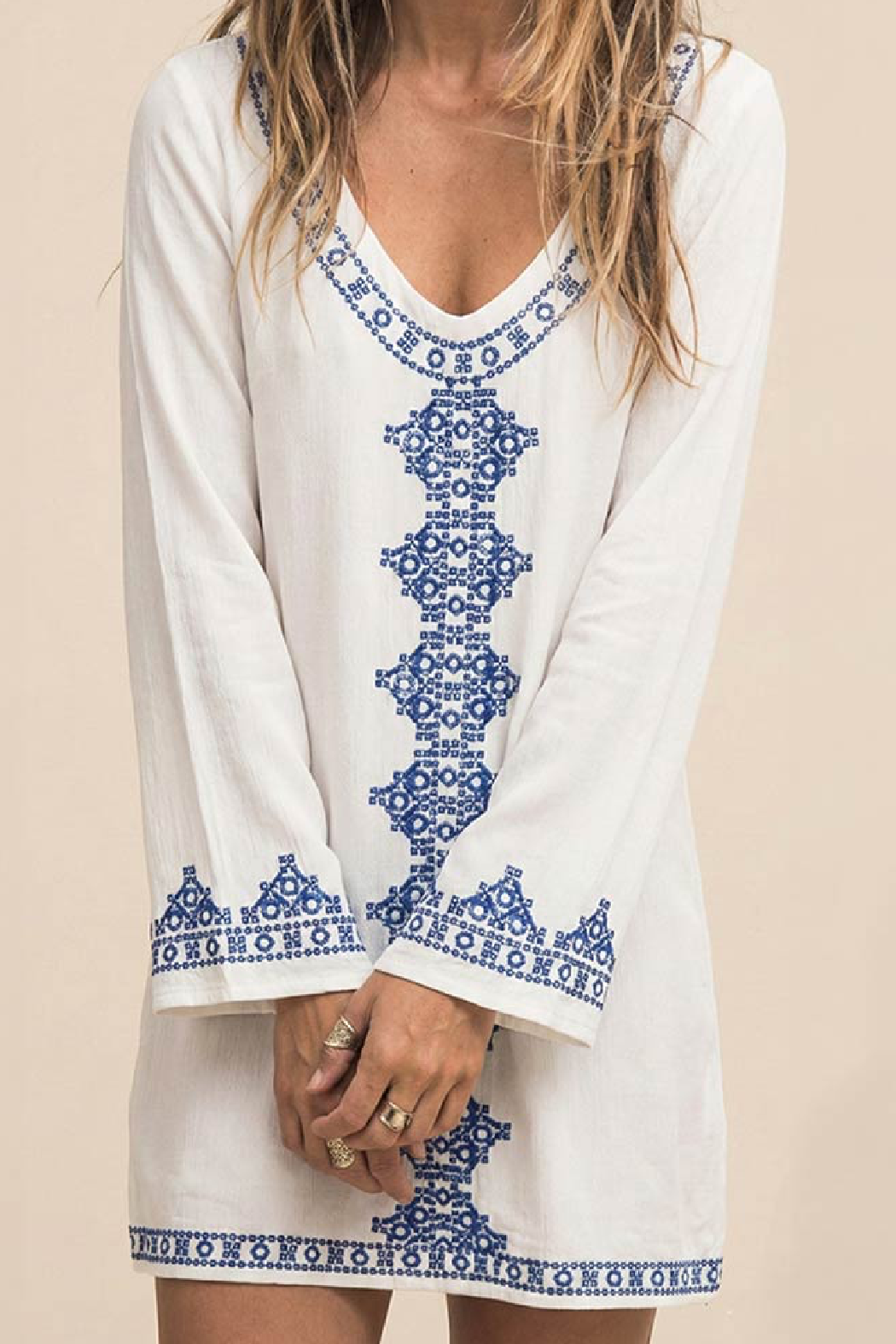 One-Size Ikat Embroidered Cover Up