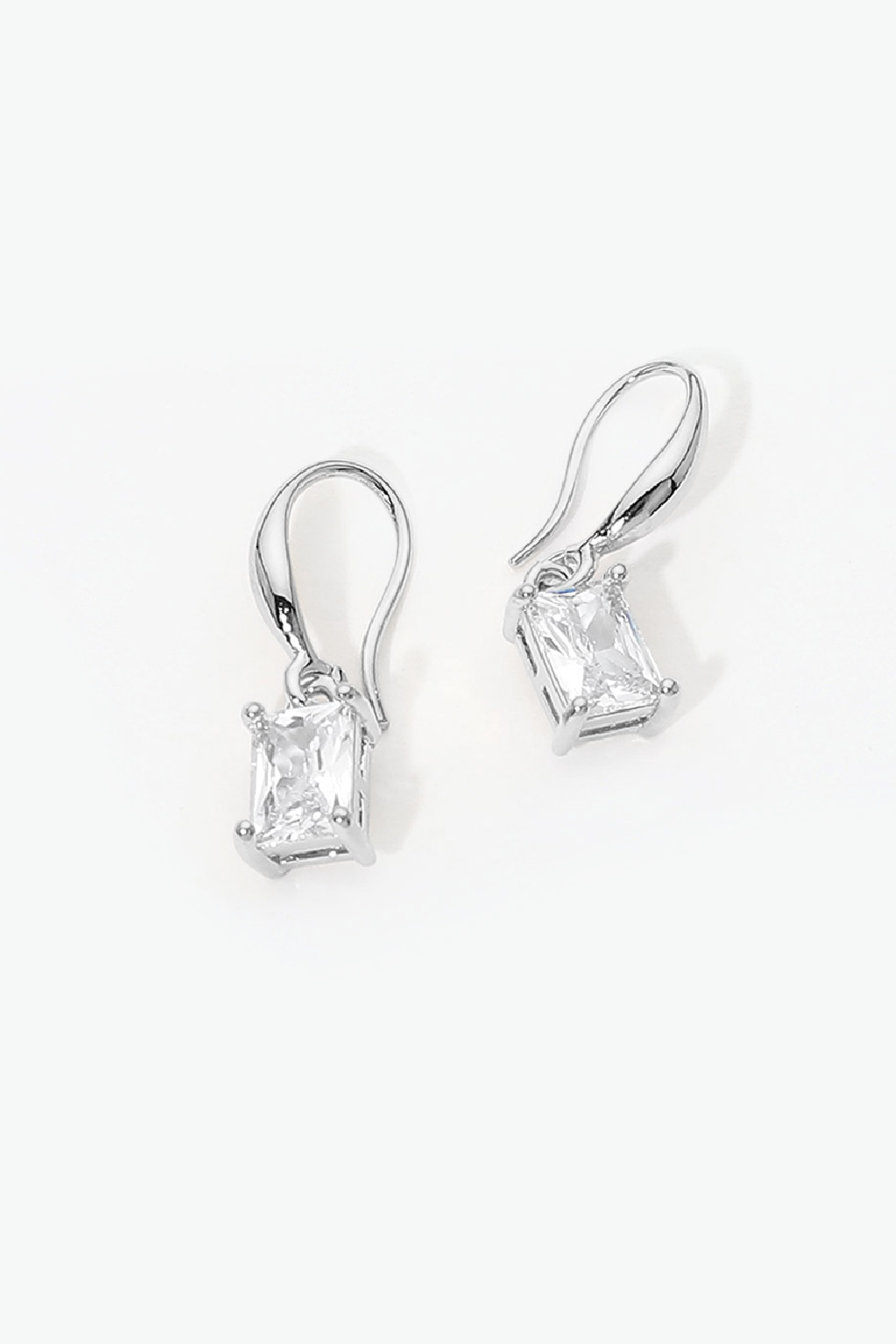 Gold Plated Emerald Cut Cubic Zirconia Earrings