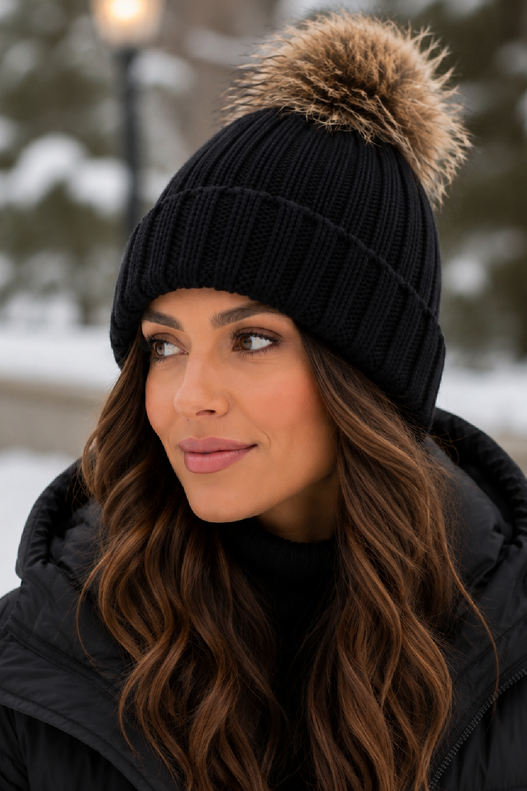 Faux Fur Pom Knit Beanie