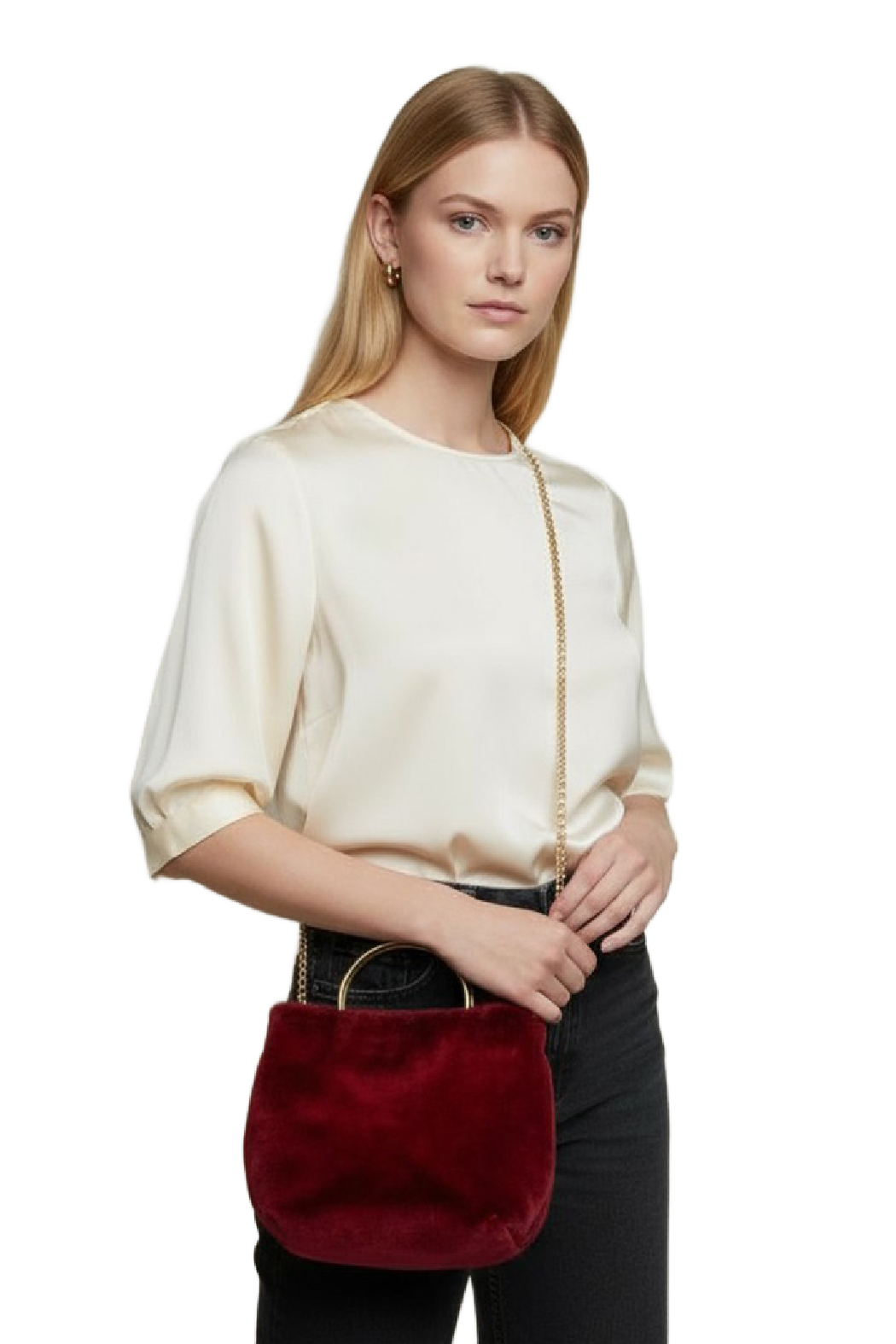 Faux Fur Satchel Crossbody Bag