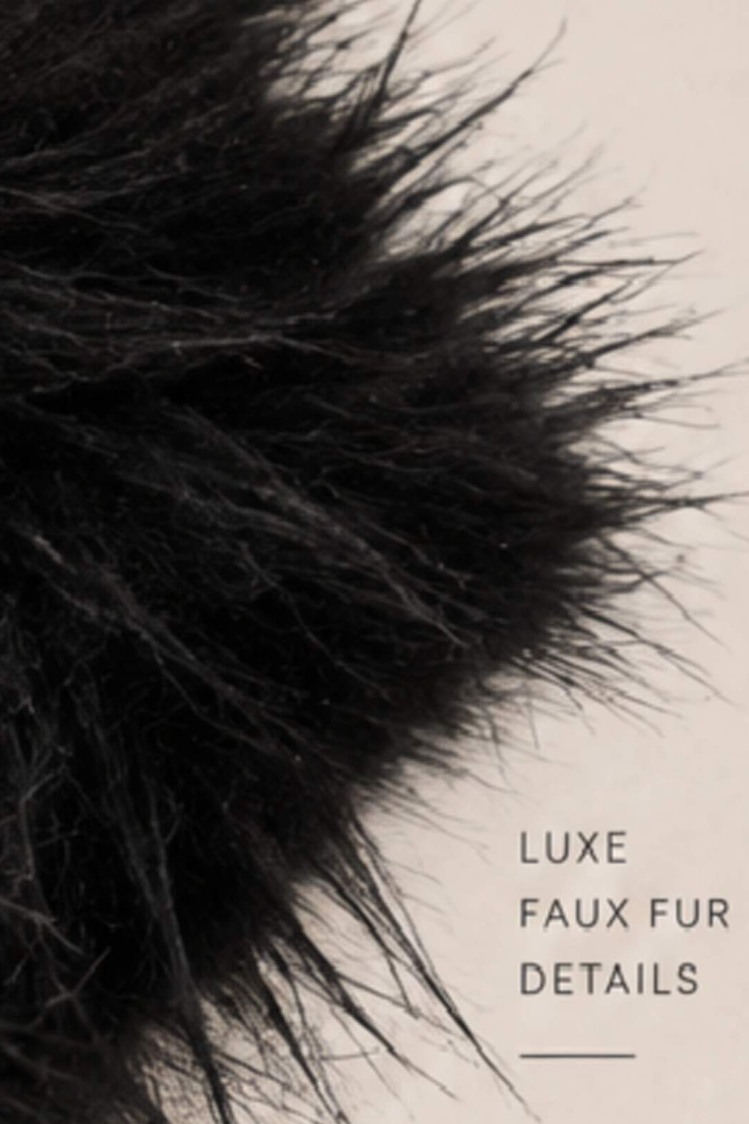Black faux fur scarf with shaggy fringe ends