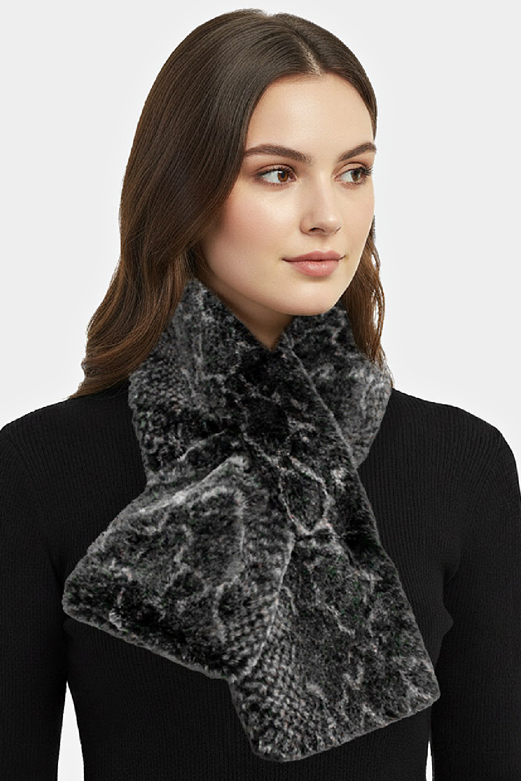 Faux Fur Snake Skin Scarf