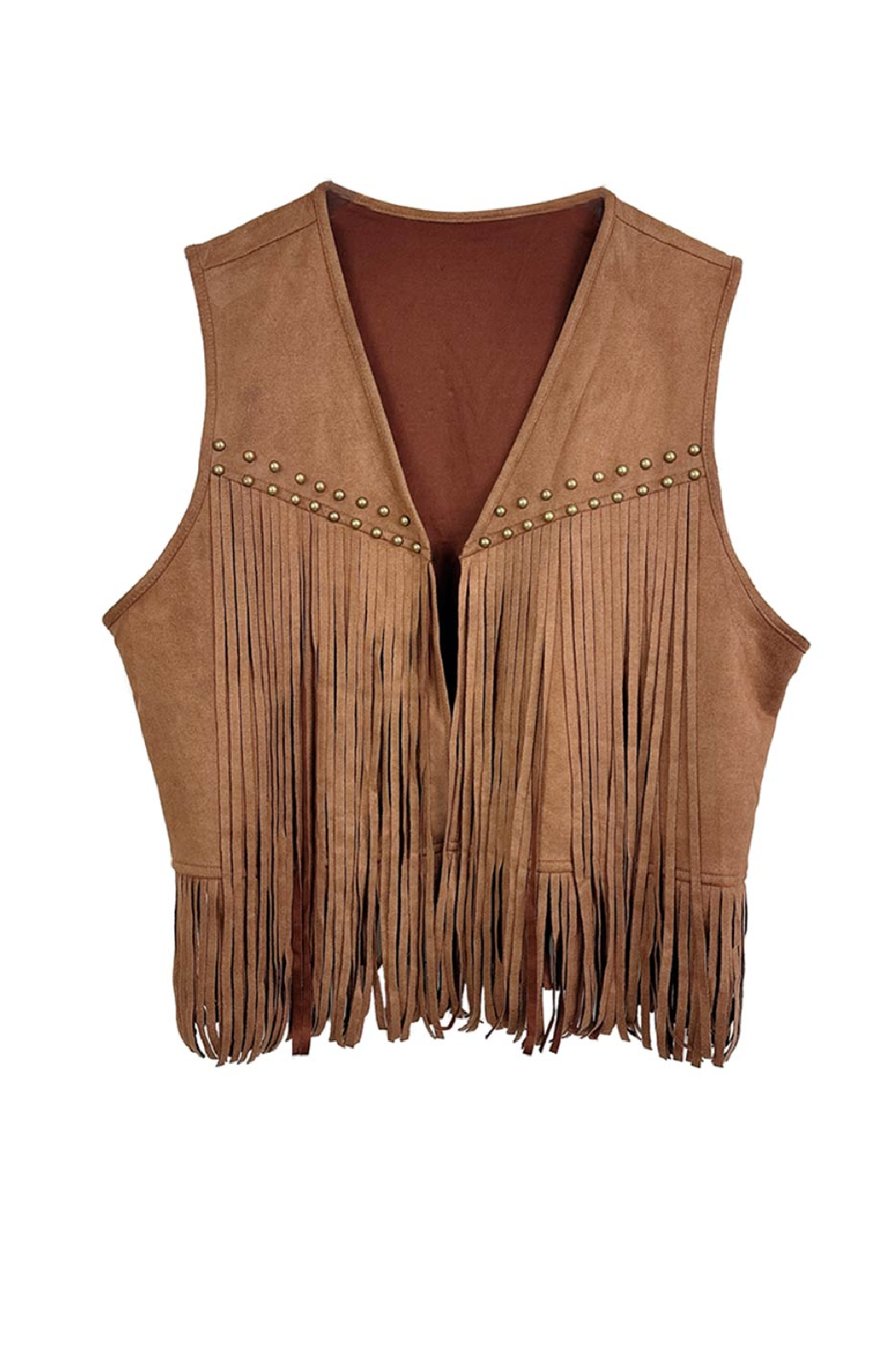 One-Size Faux Suede Fringe Vest