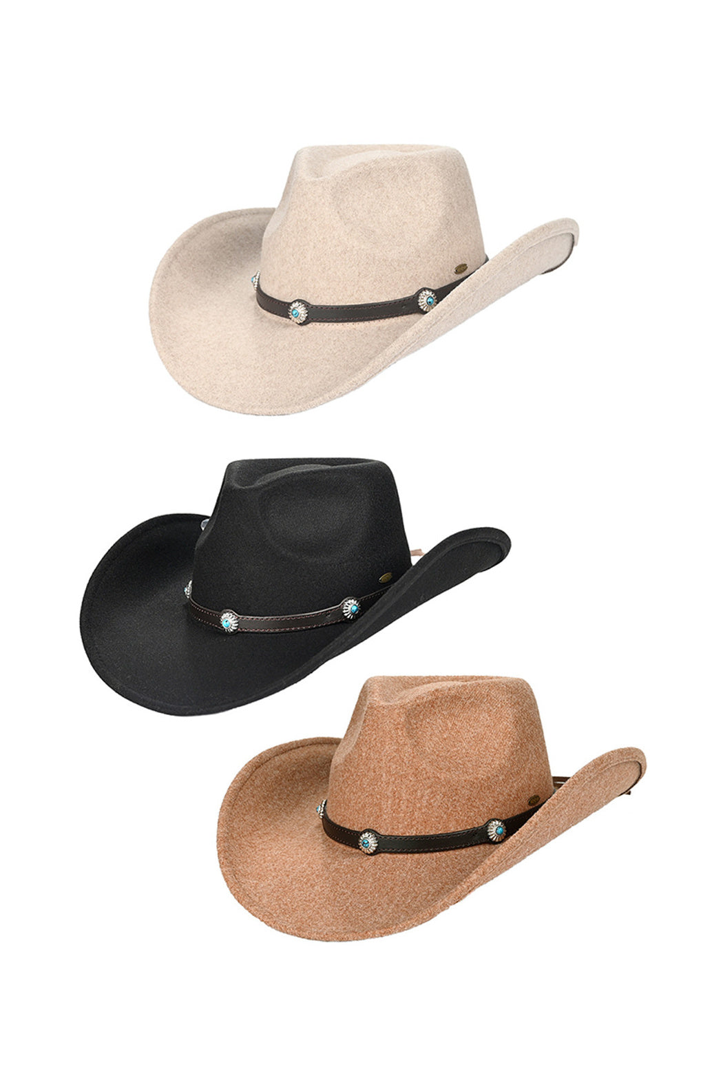 Turquoise Stone Felt Cowboy Hat