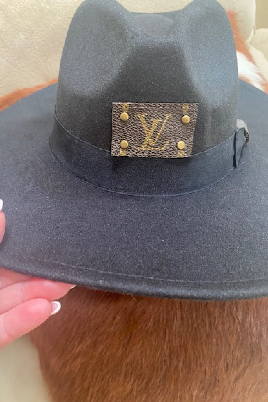 Louis Vuitton Upcycled Black Felt Fedora