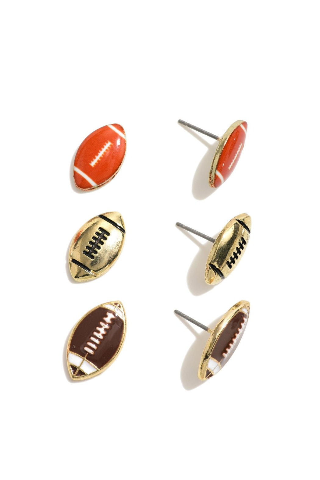 Set of 3 Football Earrings