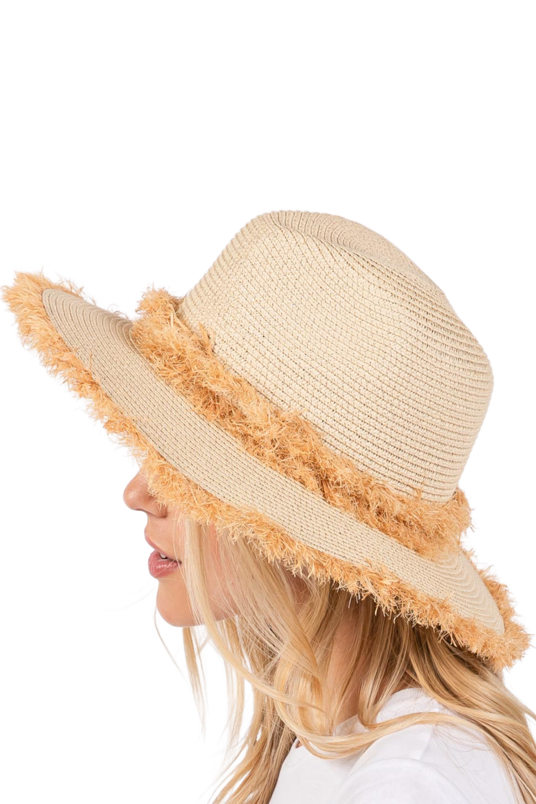 Frayed Edge and Band Straw Sun Hat