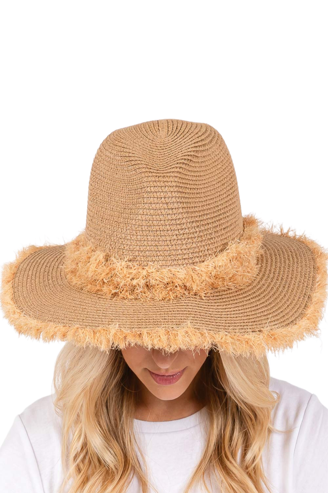 Frayed Edge and Band Straw Sun Hat
