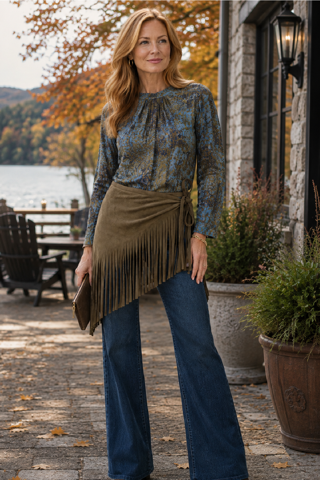 Vegan Suede Fringe Scarf