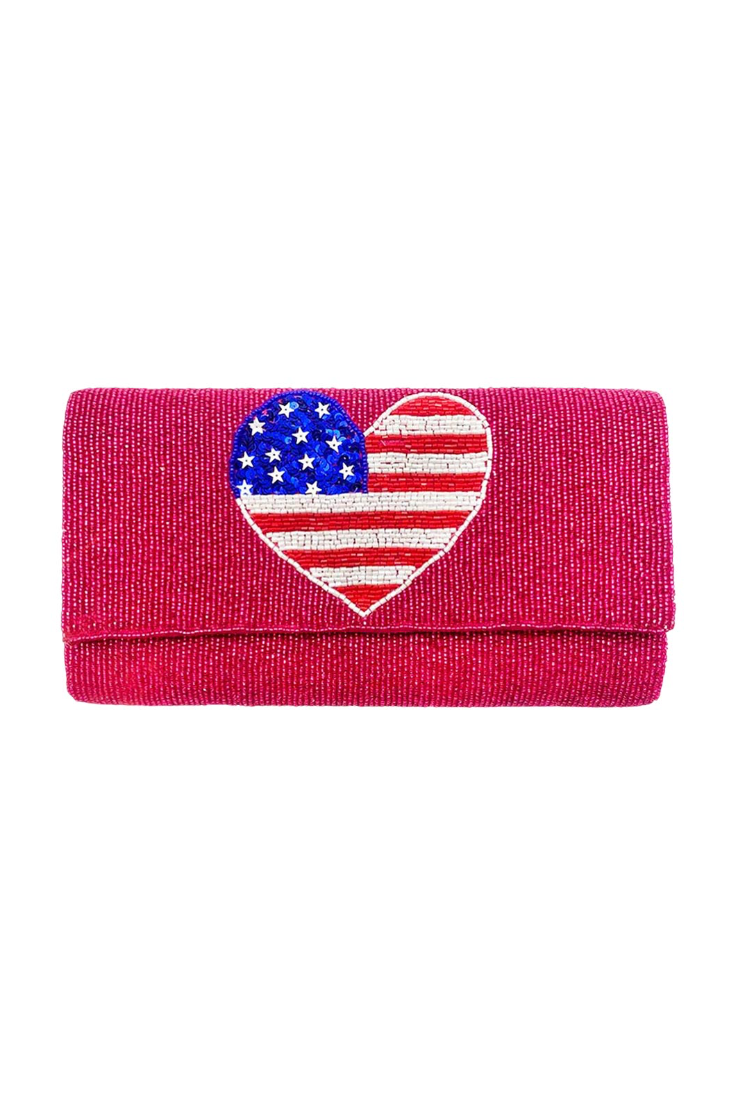 Stars and Stripes Heart Beaded Clutch Shoulder Bag