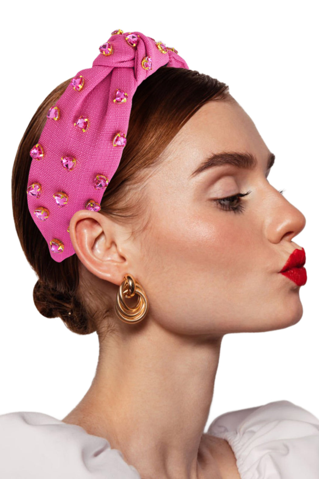Linen Heart Stoned Top Knot Headband