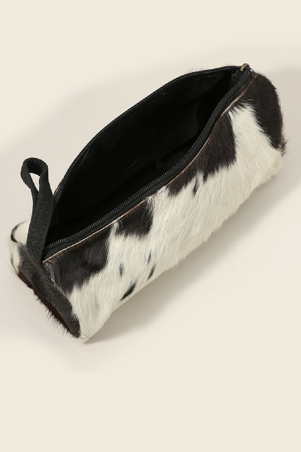 Genuine Fur B & W Travel Cosmetic Pouch