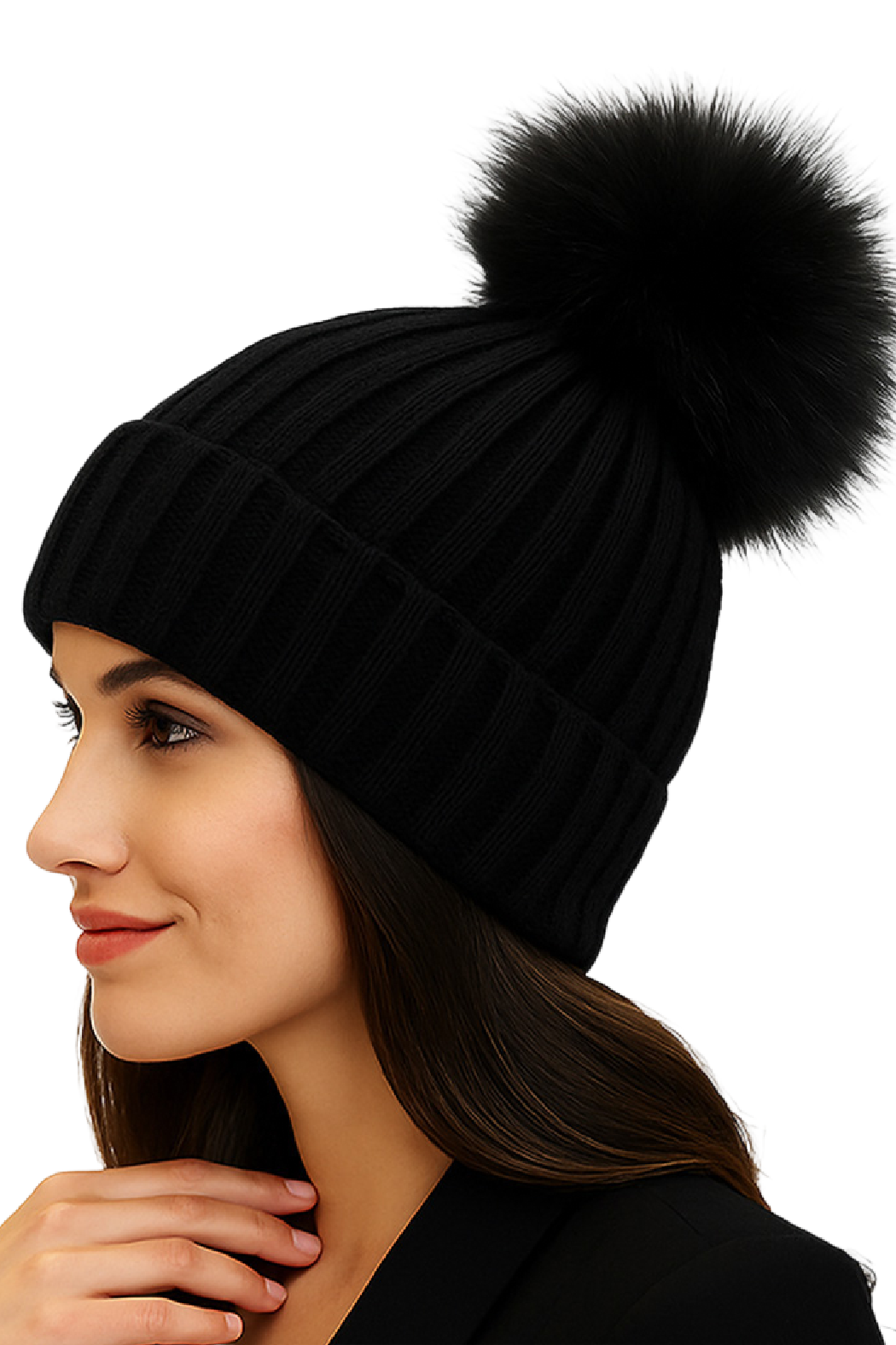 Genuine Fur Pom Beanie