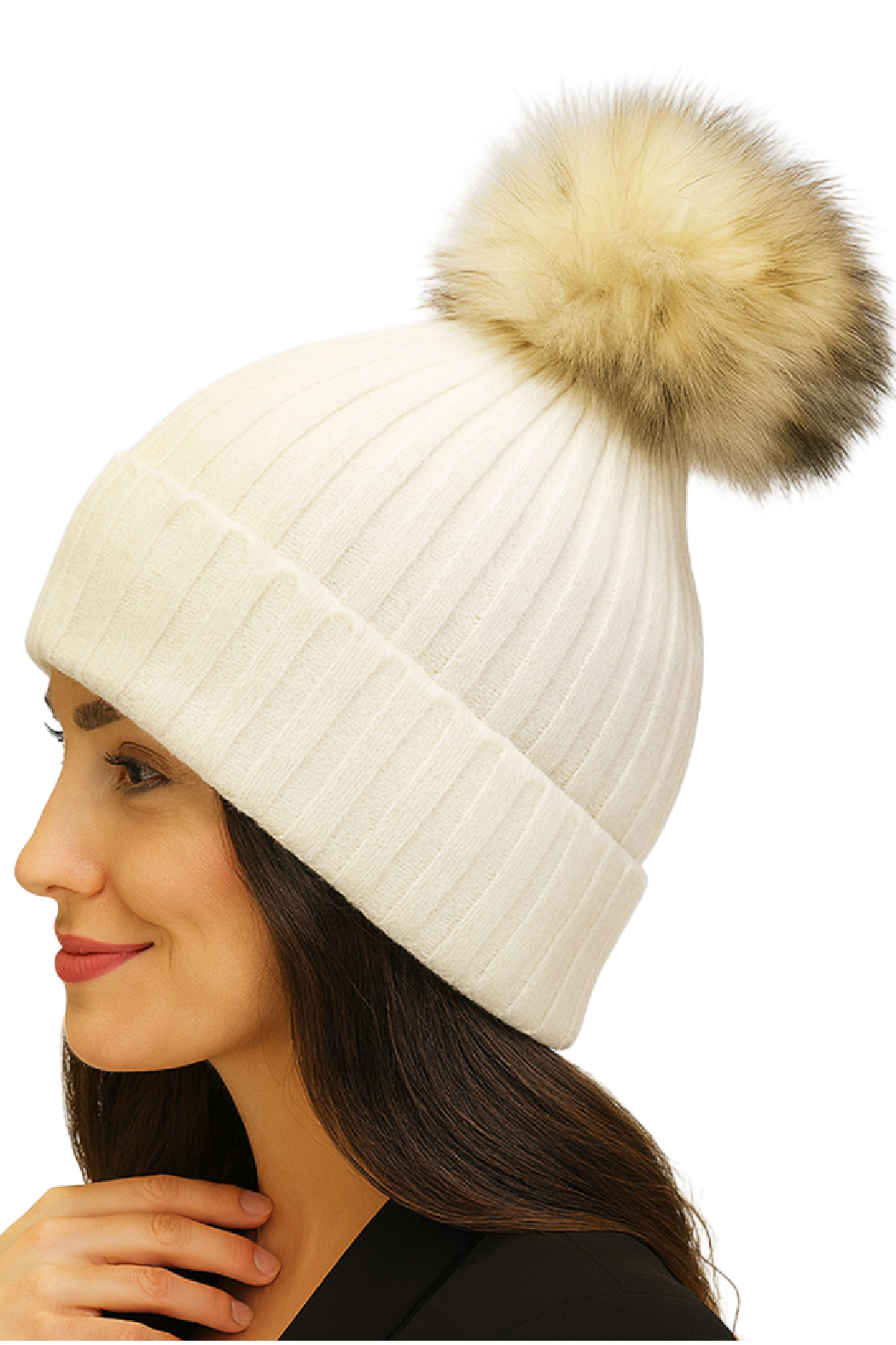 Genuine Fur Pom Beanie