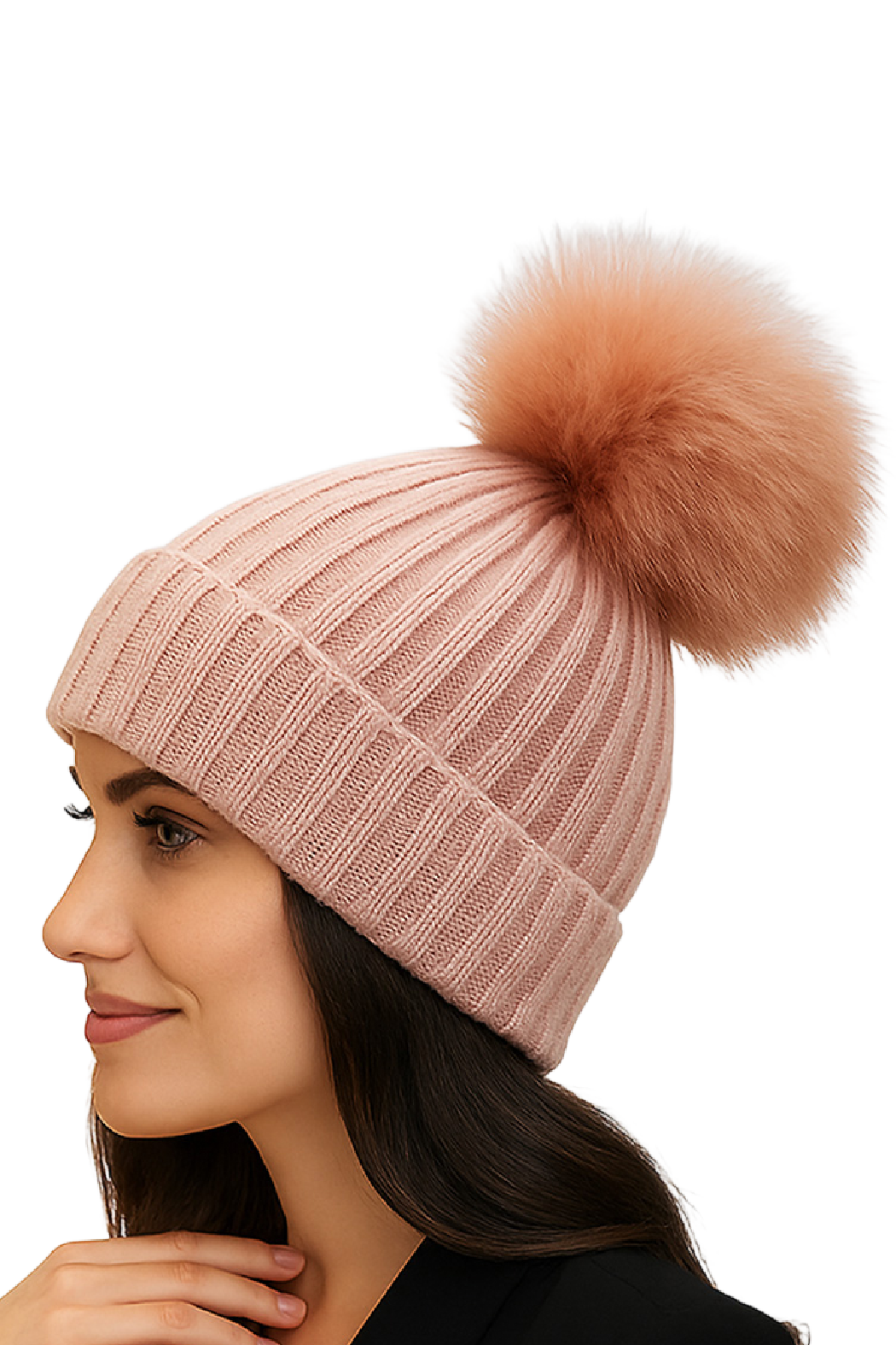 Genuine Fur Pom Beanie