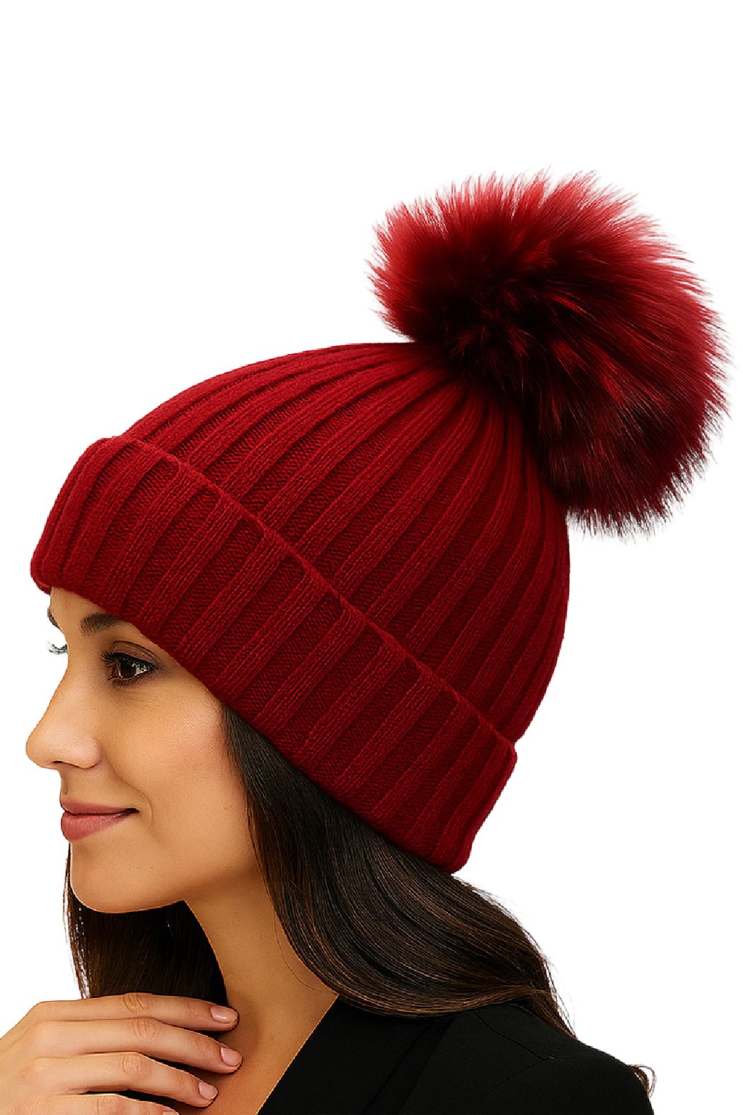 Genuine Fur Pom Beanie