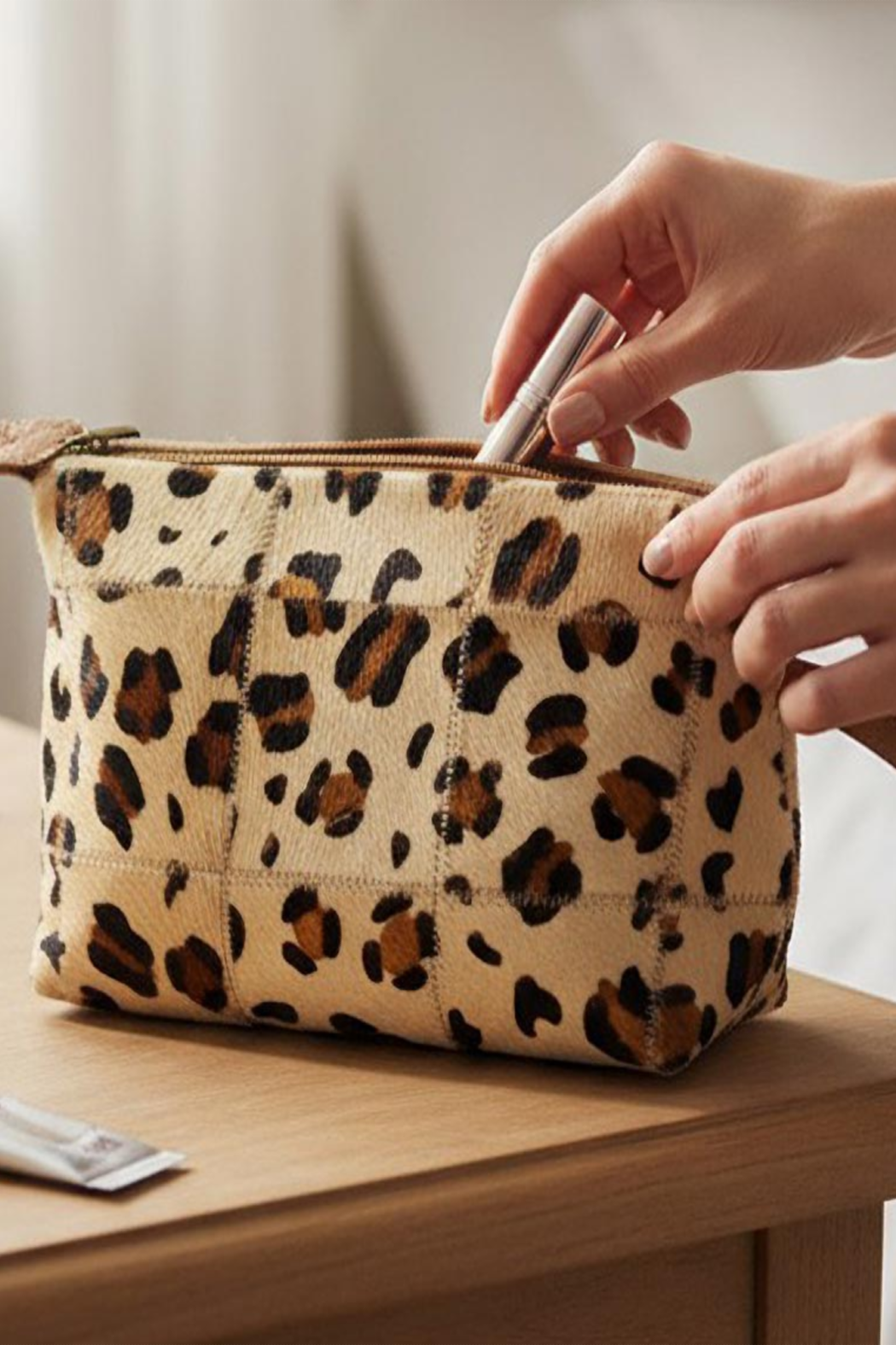 Genuine Fur Travel Cosmetic Pouch