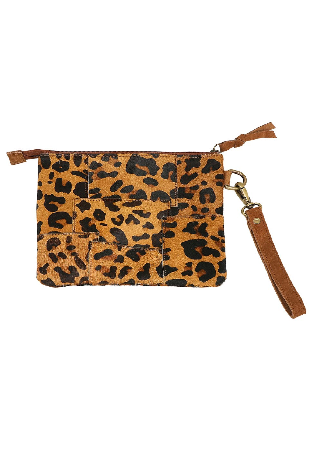 Genuine Fur Leopard Wristlet