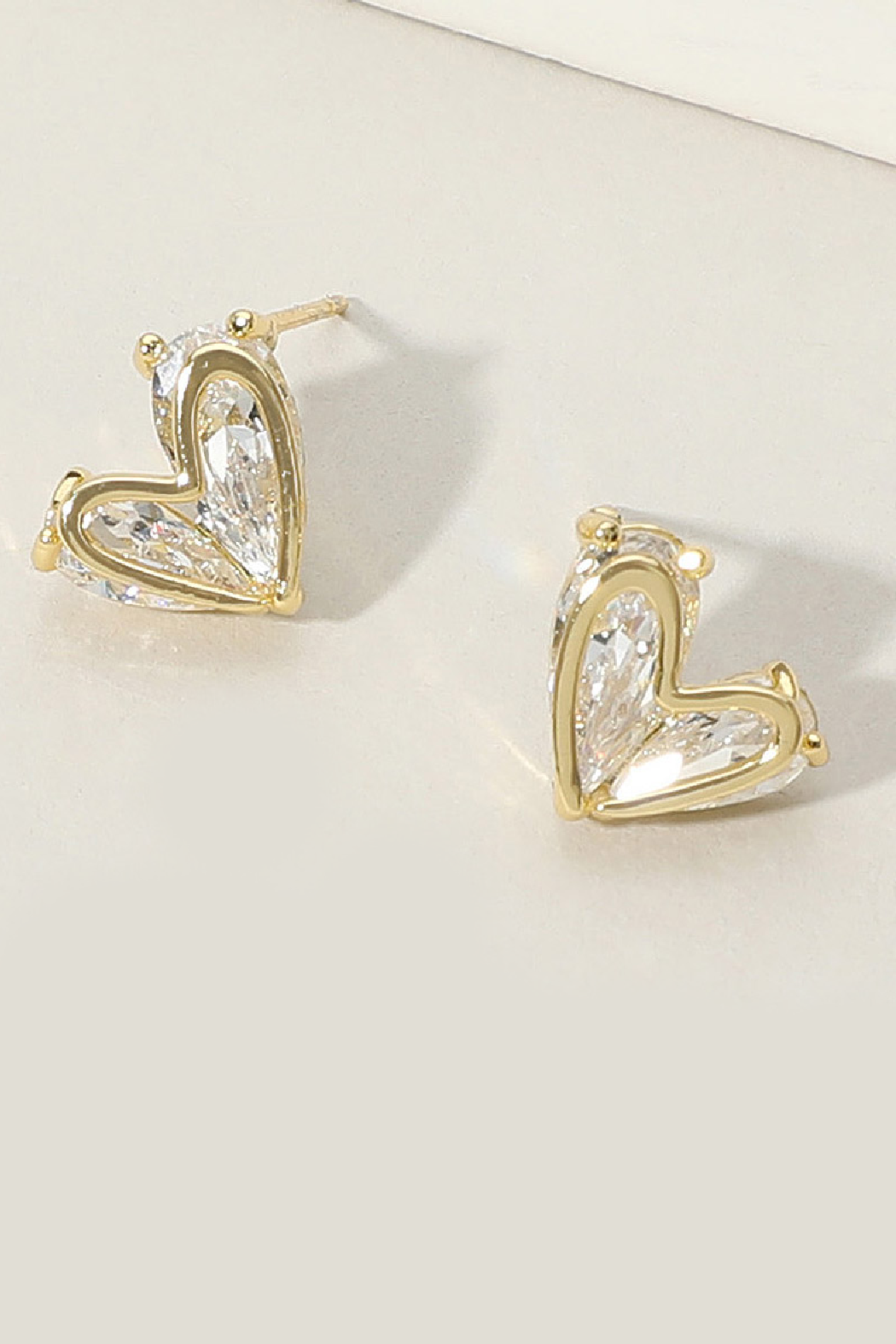 Petite Cubic Zirconia Heart Earrings