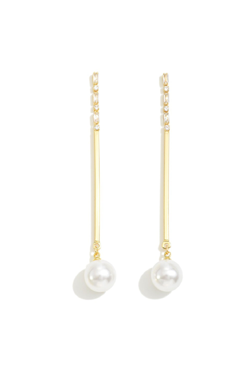 Cubic Zircon and Pearl Drop Earrings