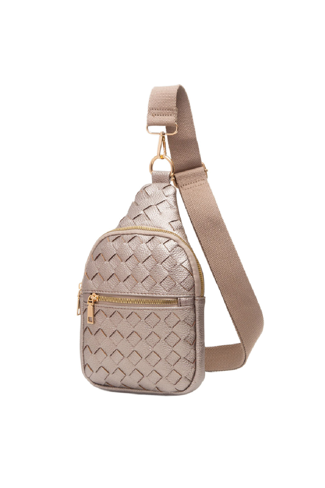 Woven Vegan Leather Sling Bag