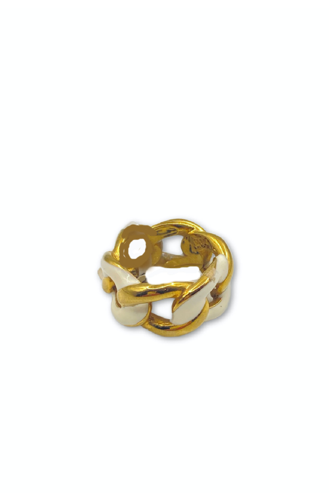 Gold and White Link Chain Ring