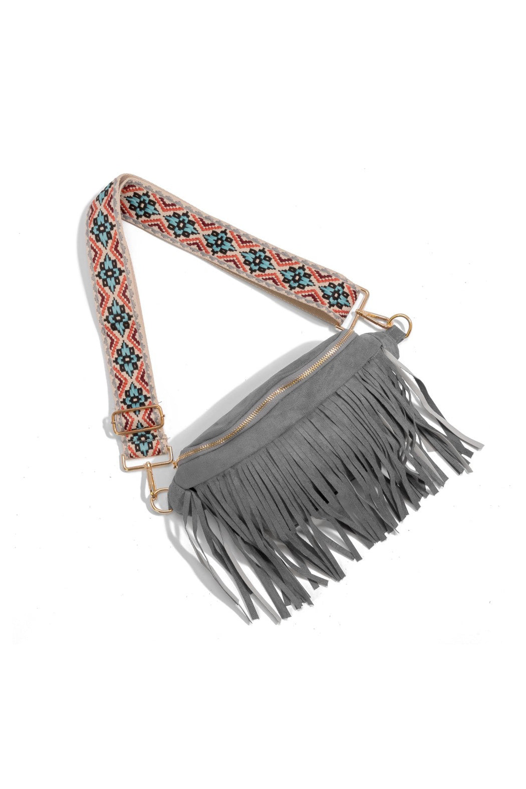 Suede Fringe Crossbody Sling Bag