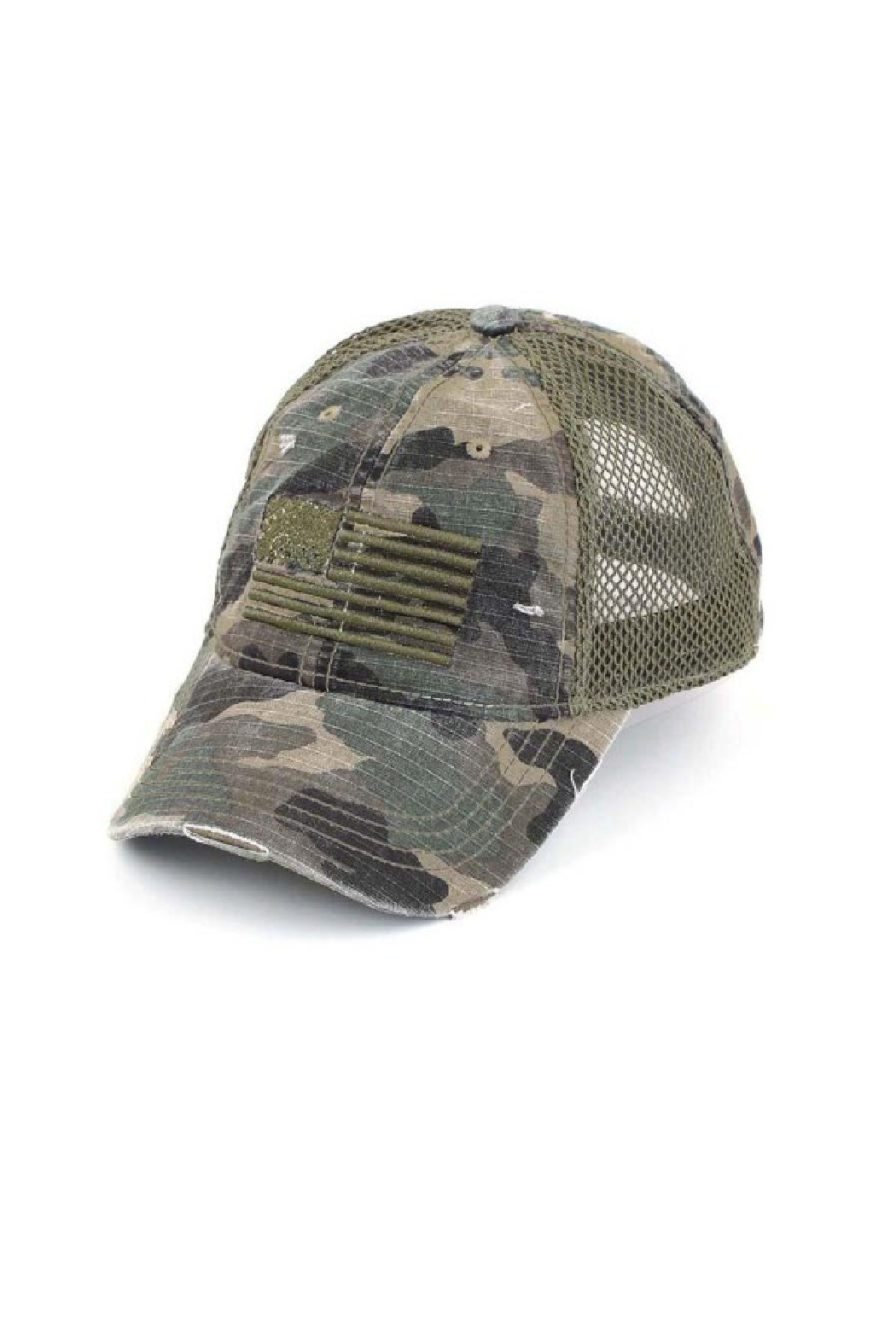 Camouflage Embroidered USA Flag Trucker Cap