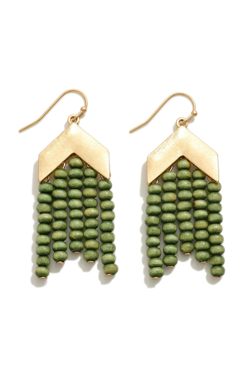 Wooden Bead Chevron Earrings