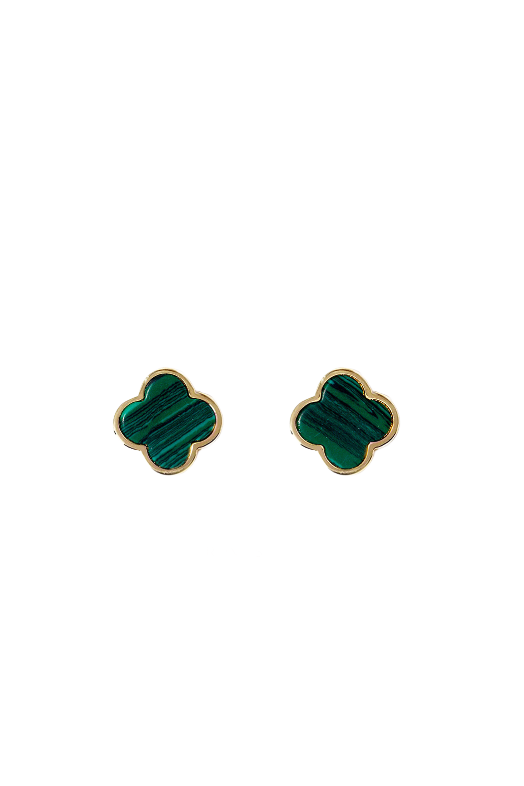 Gold Plated Stone Clover Earrings