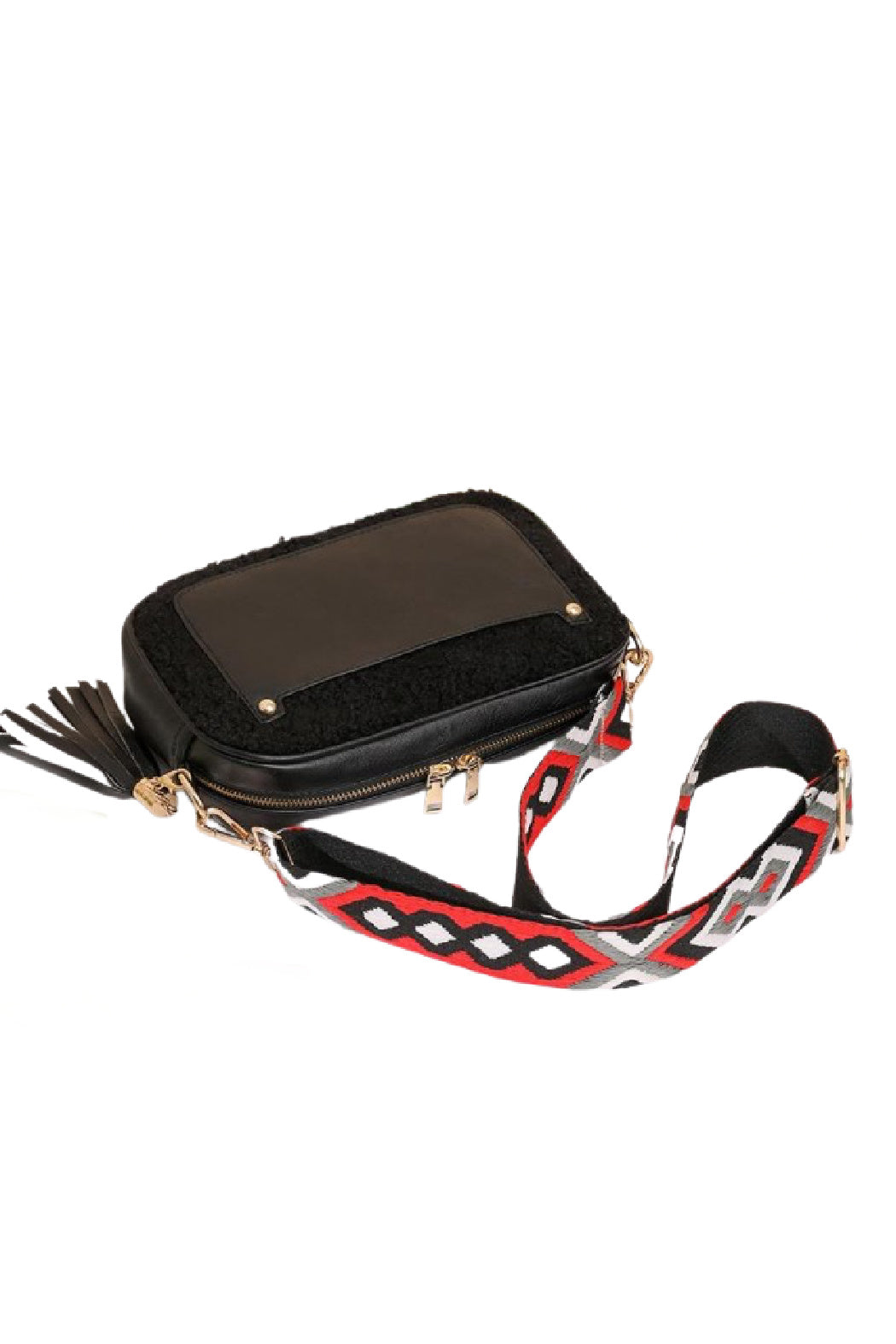 Sherpa Suede Guitar Strap Crossbody Bag