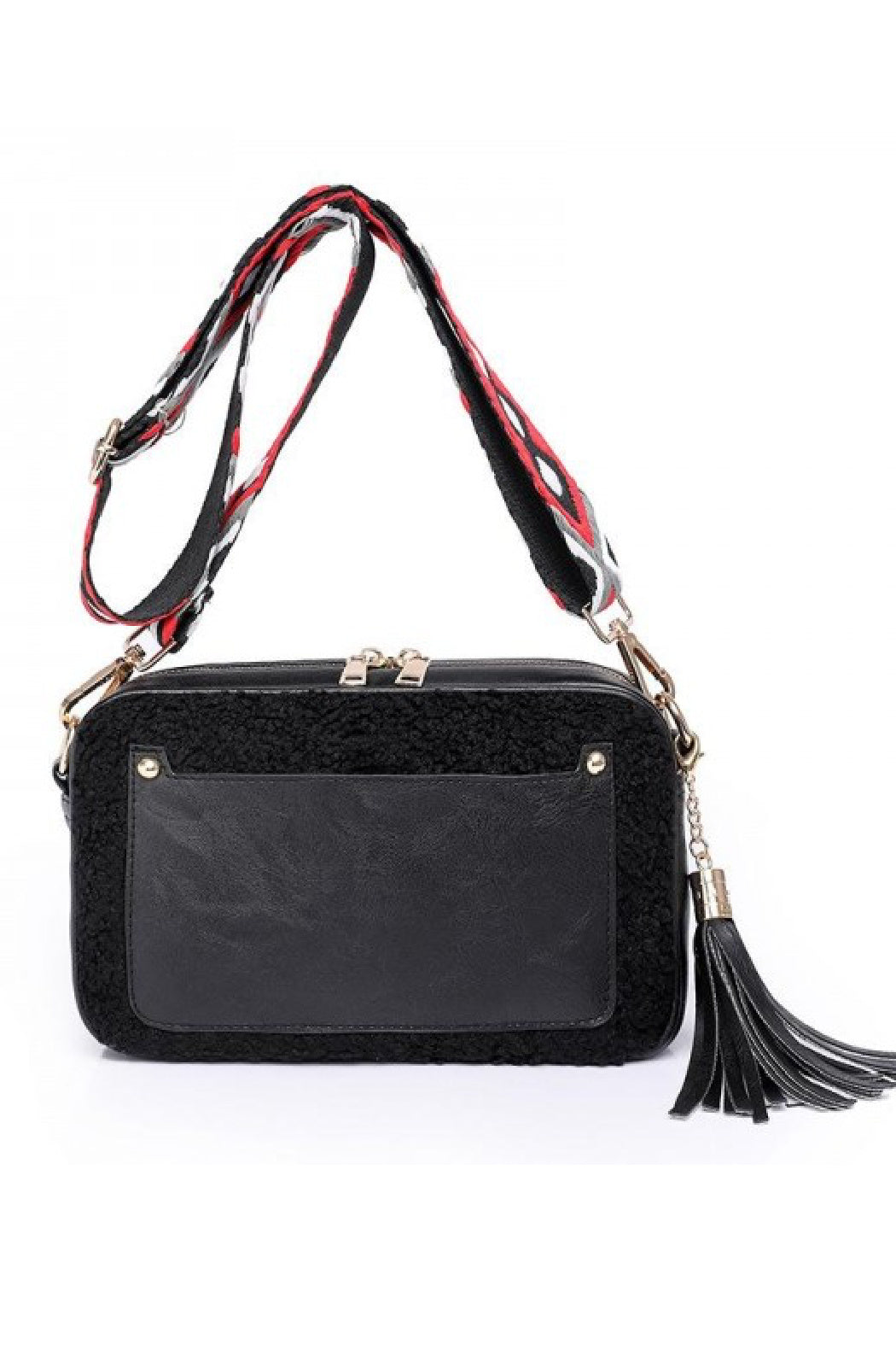 Sherpa Suede Guitar Strap Crossbody Bag