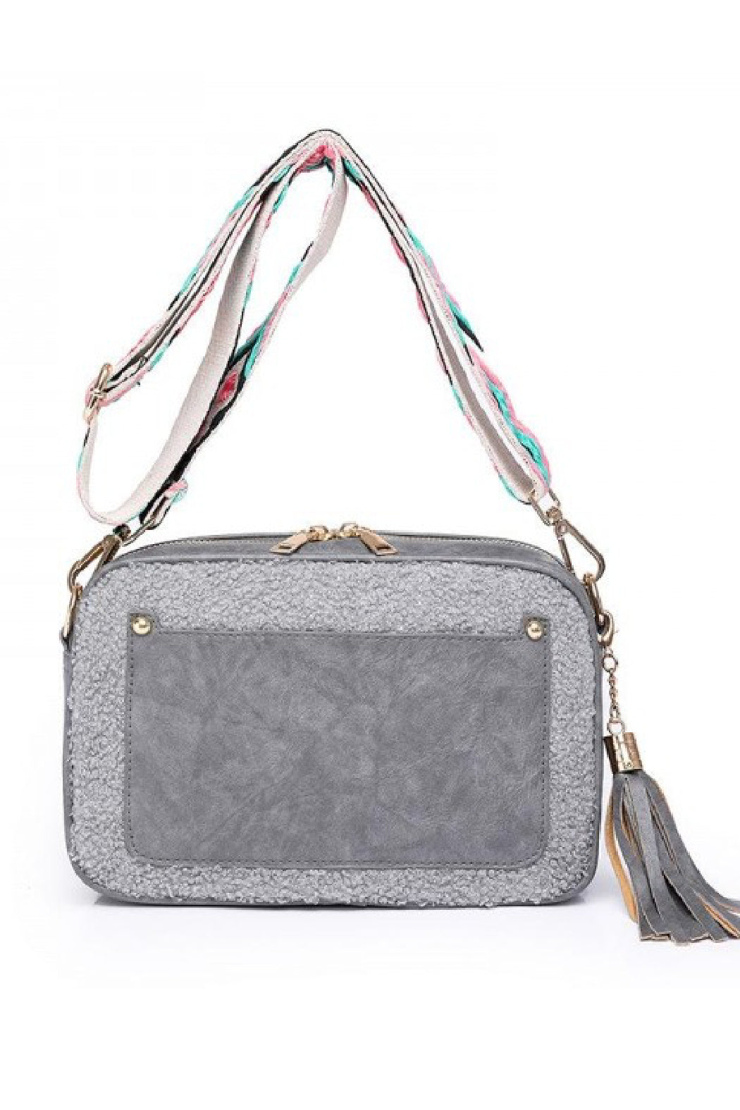 Sherpa Suede Guitar Strap Crossbody Bag