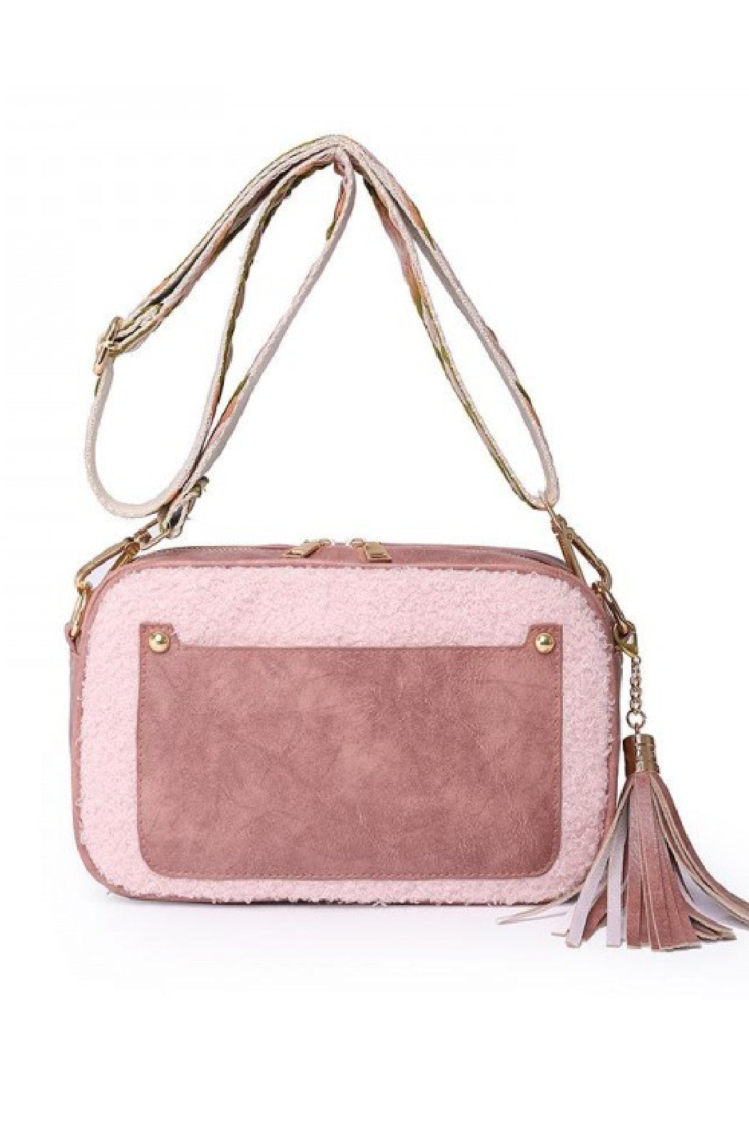 Sherpa Suede Guitar Strap Crossbody Bag