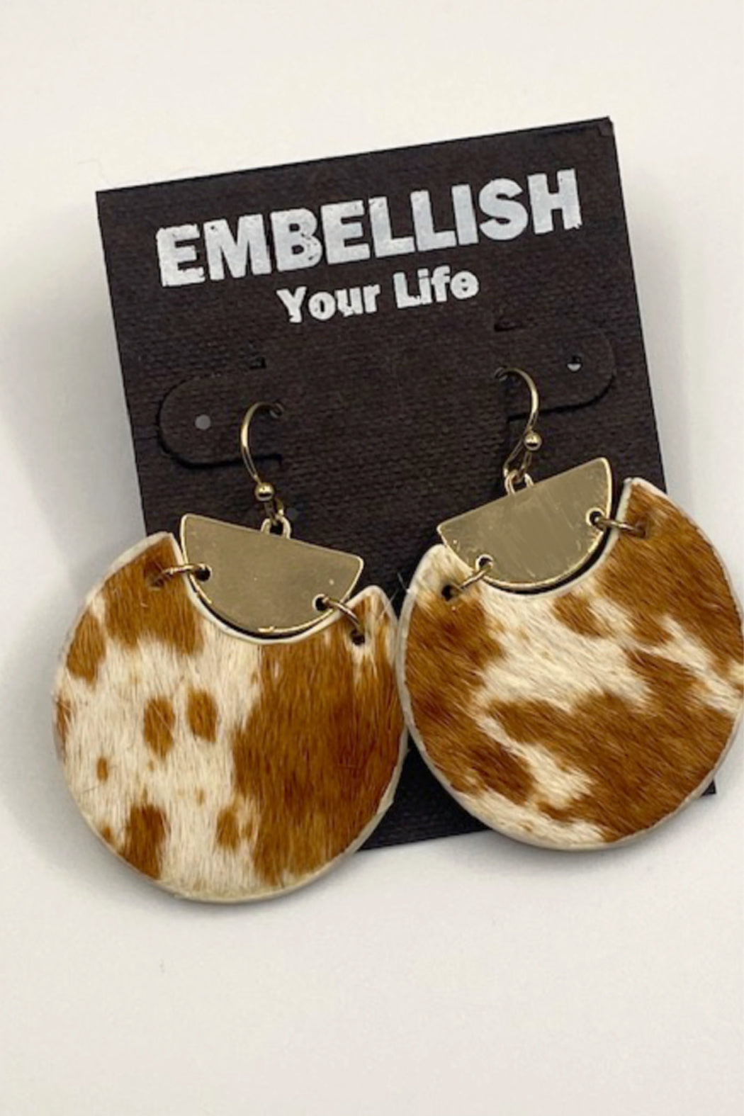 Cow Print Round Earrings