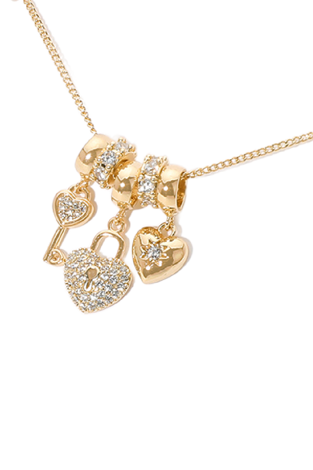 Heart and Key Charm Necklace