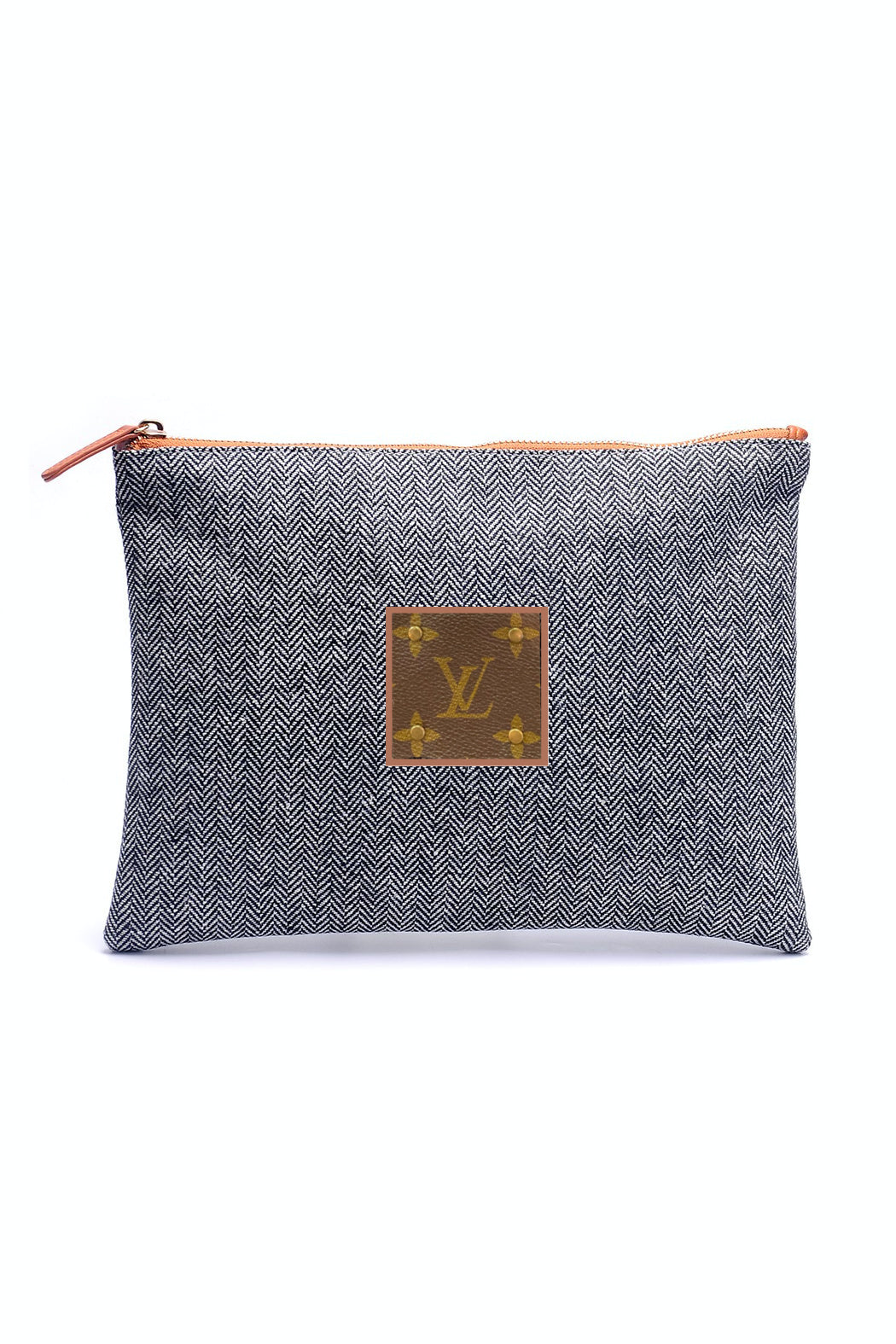 Upcycled Herringbone Zippered Pouch / Clutch